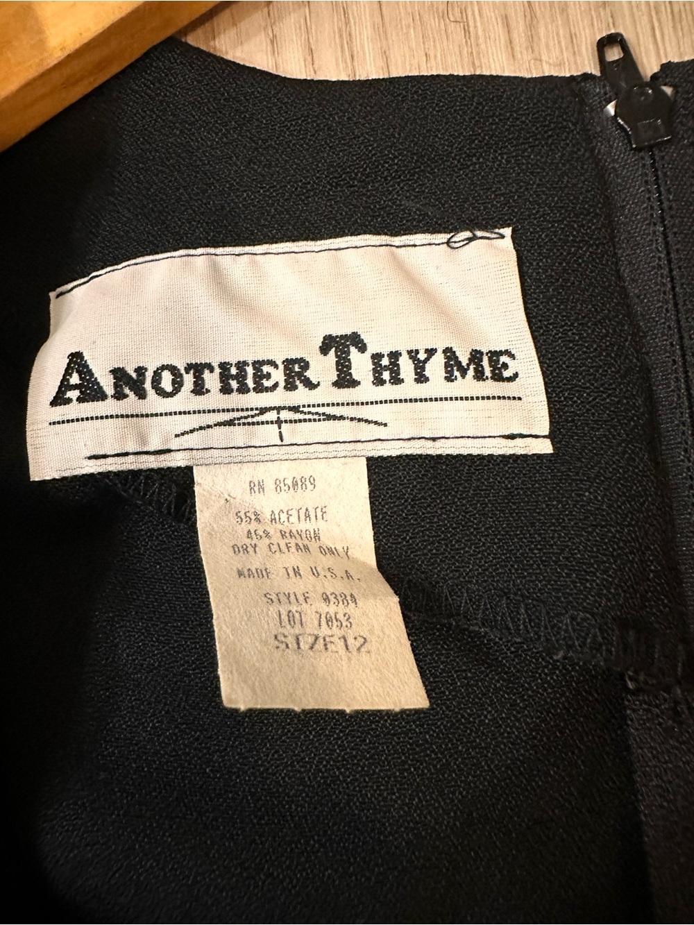 Another Thyme 90’s Black Rayon Dress 12 Satin Belt Dark Romantic Whimsigoth - Picture 7 of 7